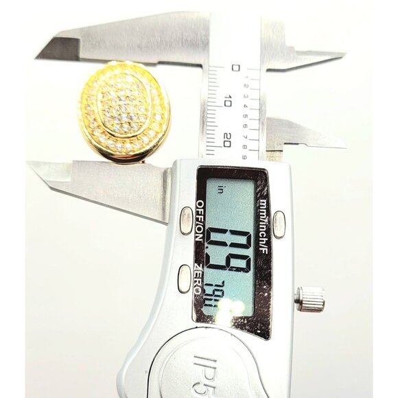 Christian Dior Goldtone Oval Pave Clip On Earrings - Picture 6 of 7